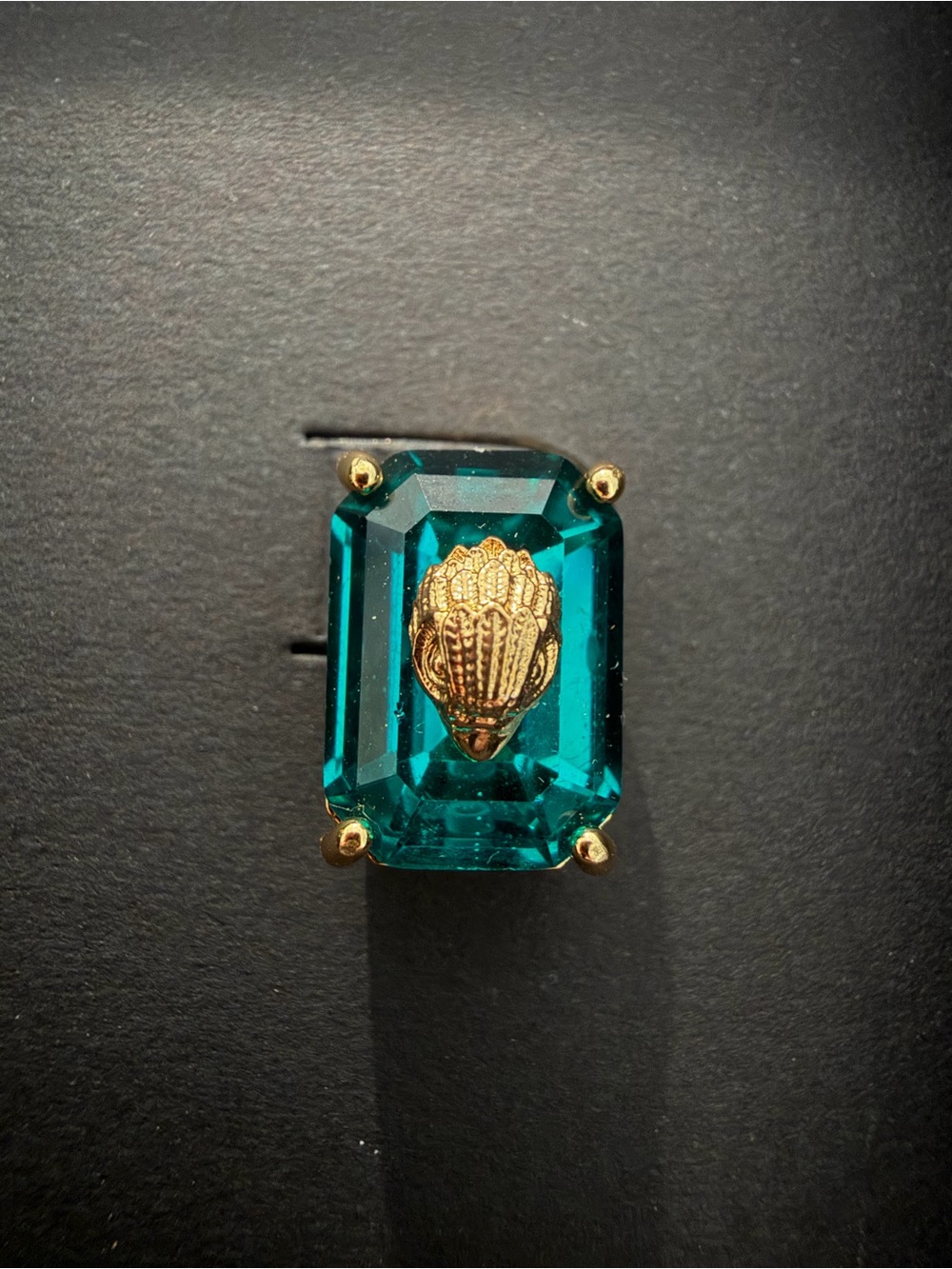 Kurt Geiger London Teal Green Crystal Stud Earrings with Gold Accents - Picture 2 of 2